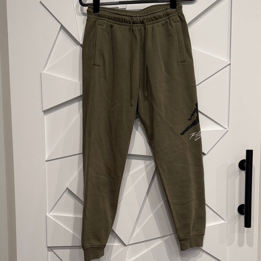 Jordan Olive Jogger Sweatpants with Black Jumpman
